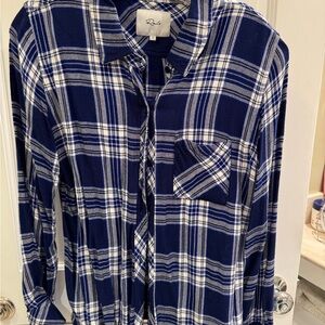 Rails Blue and White Plaid Button Down Shirt